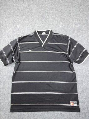Vintage 90s Nike Striped Jersey XL Made in USA Mini Swoosh Black White